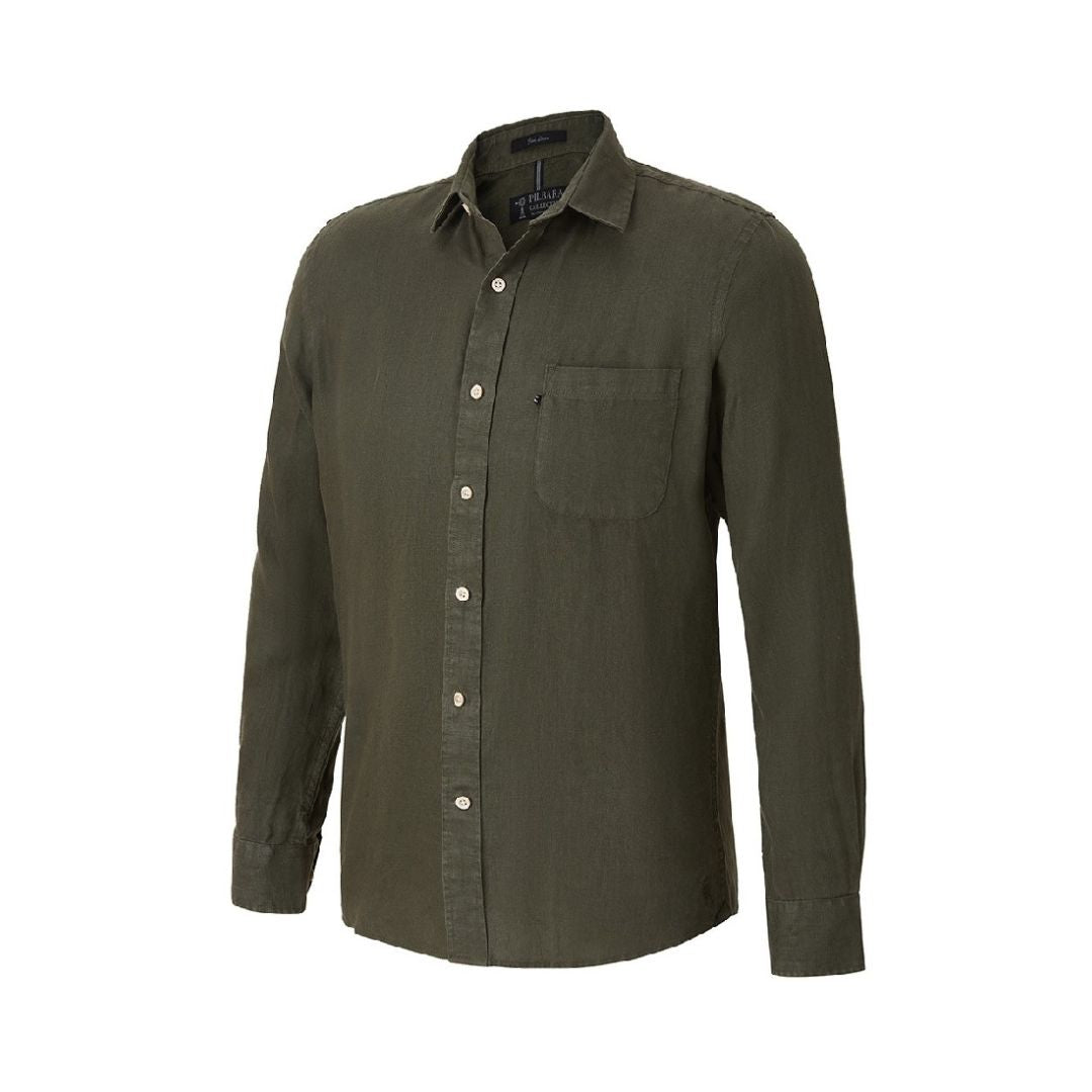 Shirt Linen LS 3XL Olive Mens Shirt by Pilbara | The Bloke Shop