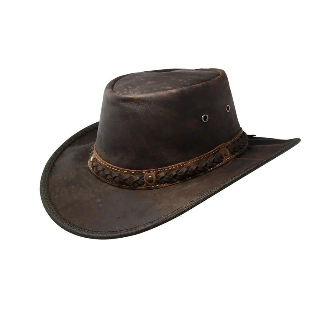 Squashy Leather Hat - Chocolate L Chocolate Hat Brim by Barmah Hats | The Bloke Shop