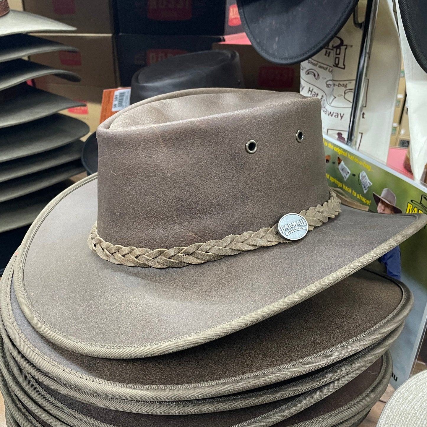 Squashy Leather Hat - Saddler Brown Mens Hats by Barmah Hats | The Bloke Shop