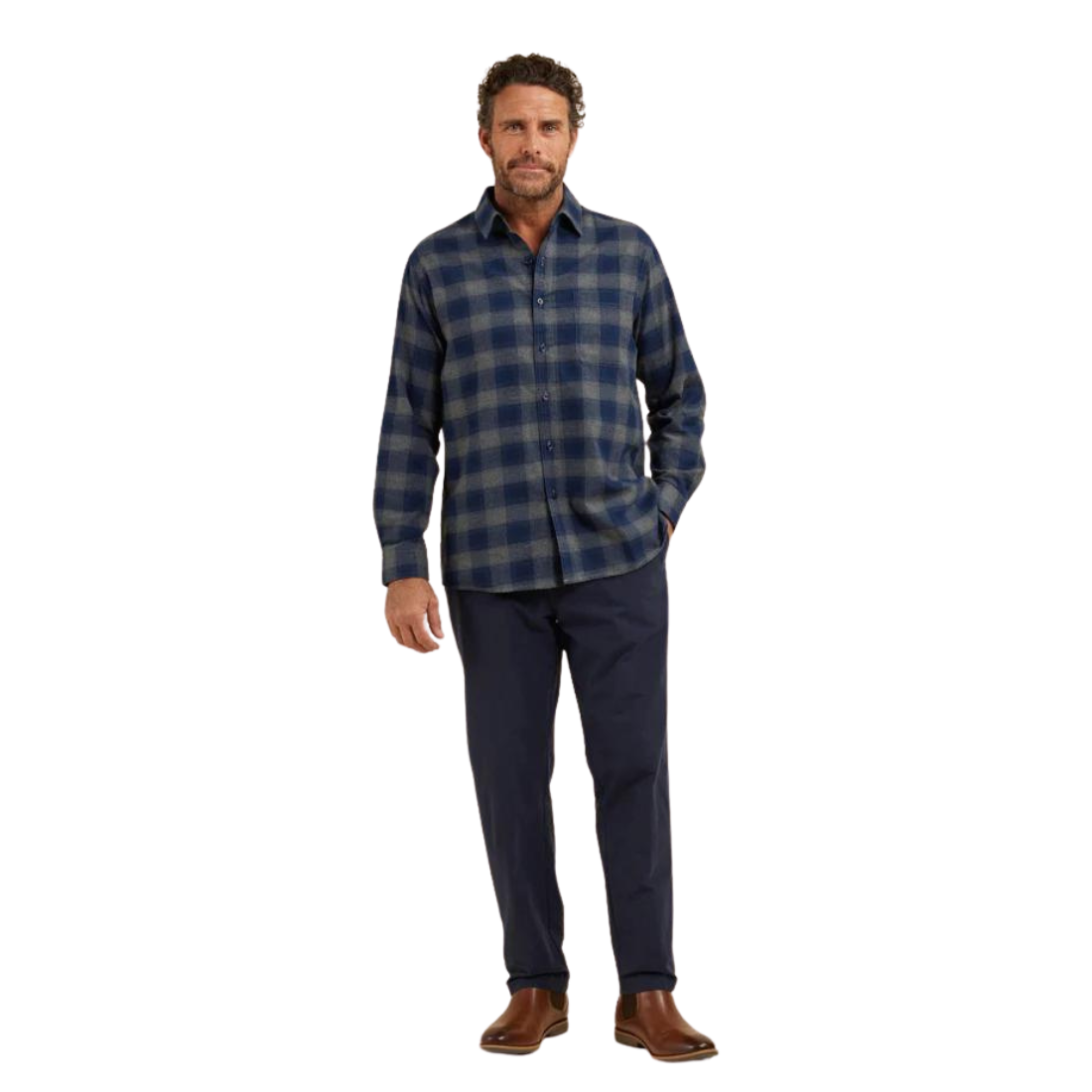 Stephen Cotton Brush Shirt Midnight Mens Shirt by Breakaway | The Bloke Shop