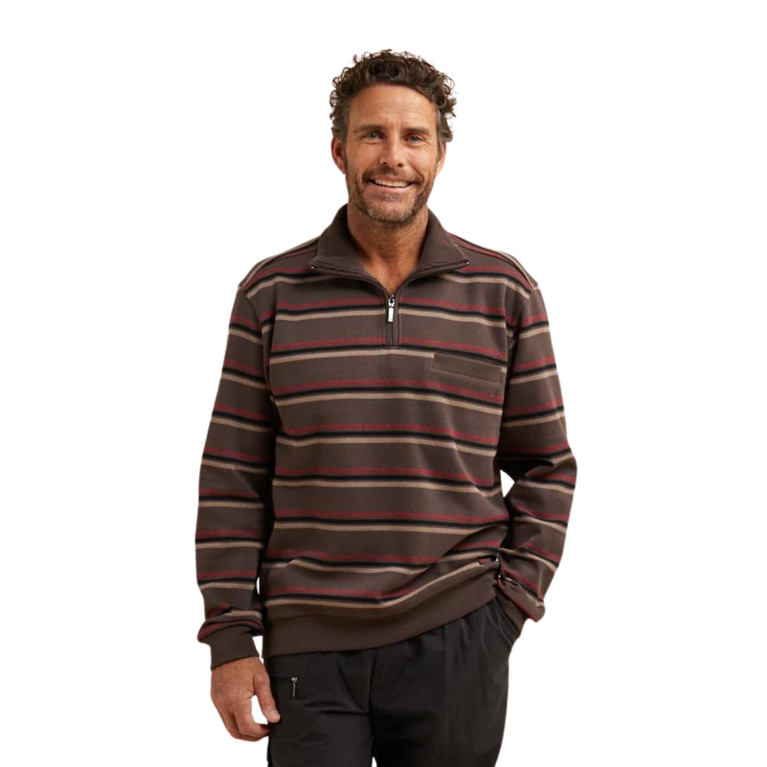 Modern French Rib Half Zip 3XL Oatmeal Mens Fleece Top by Breakaway | The Bloke Shop