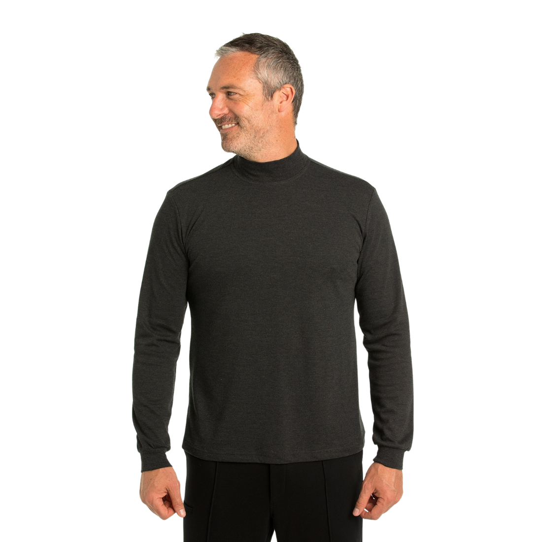 Winterlock Skivvy High Crew Neck M Jet Marle Mens Winter Top by Breakaway | The Bloke Shop