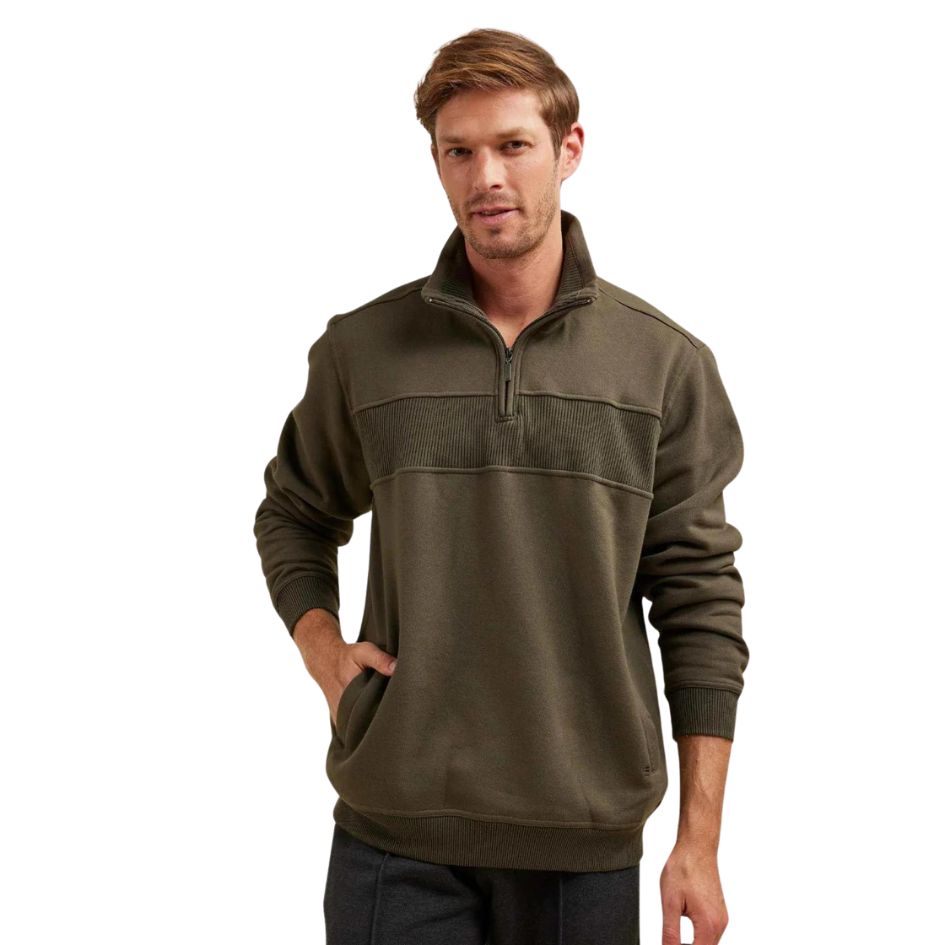 Zed Snowy Mt Fleece Half Zip Windcheater 3XL Khaki Mens Fleece Top by Breakaway | The Bloke Shop